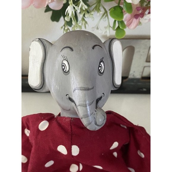 Elephant Toy Beaded Filled Soft Polka Dot Body Hand Painted Face Hands Feet Vtg - Picture 3 of 16